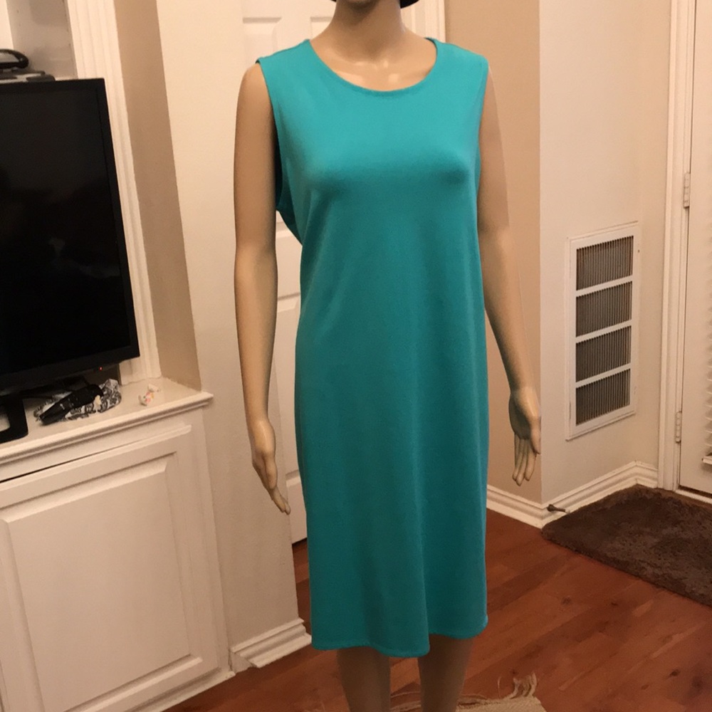 Eileen Fisher Turquoise Crew Neck Dress Size XL